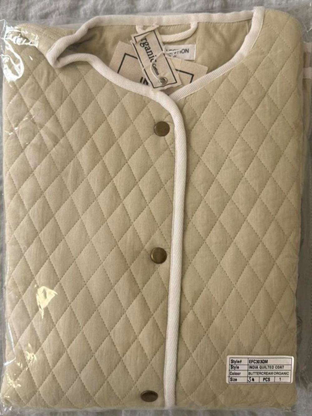 Emerson fry quilted coat Buttercream color organic cotton $180 retail - Picture 4 of 5